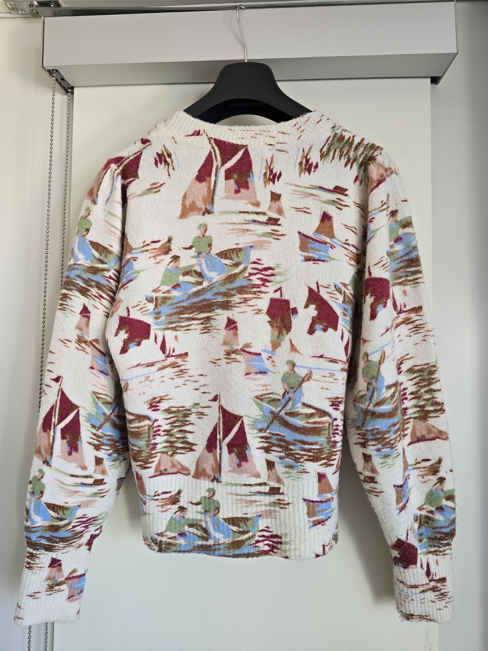 Zara Sailor Soft Feel Oversized Cream Crewneck Sweater Landscape Print - SZ Med - Picture 9 of 9
